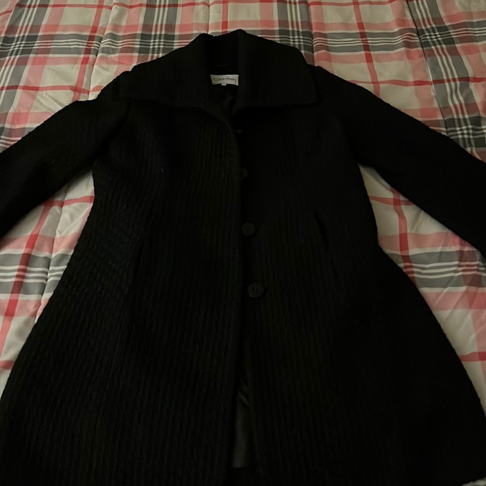 Calvin Klein black wool pea coat